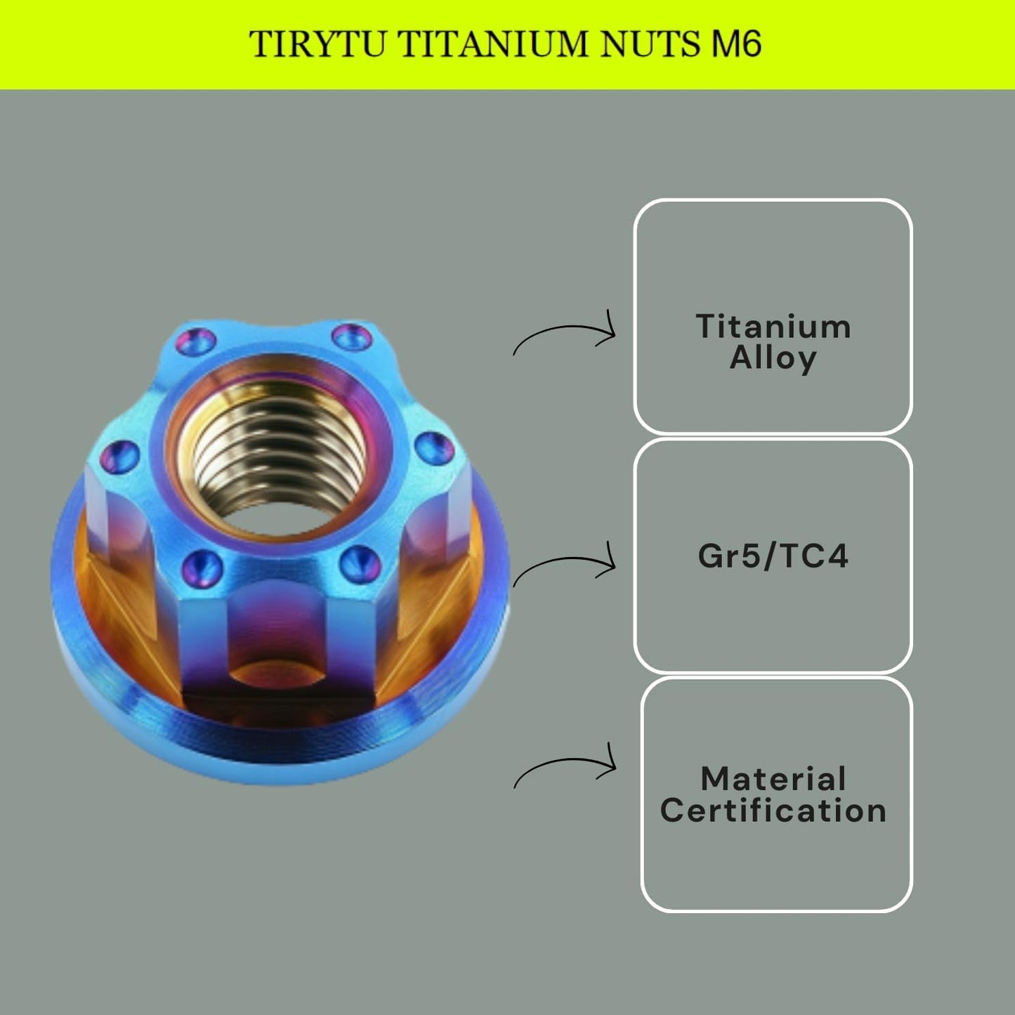 10 Tuercas Hex M6x1.0 Titanio Bicicletas Motocicletas Azul