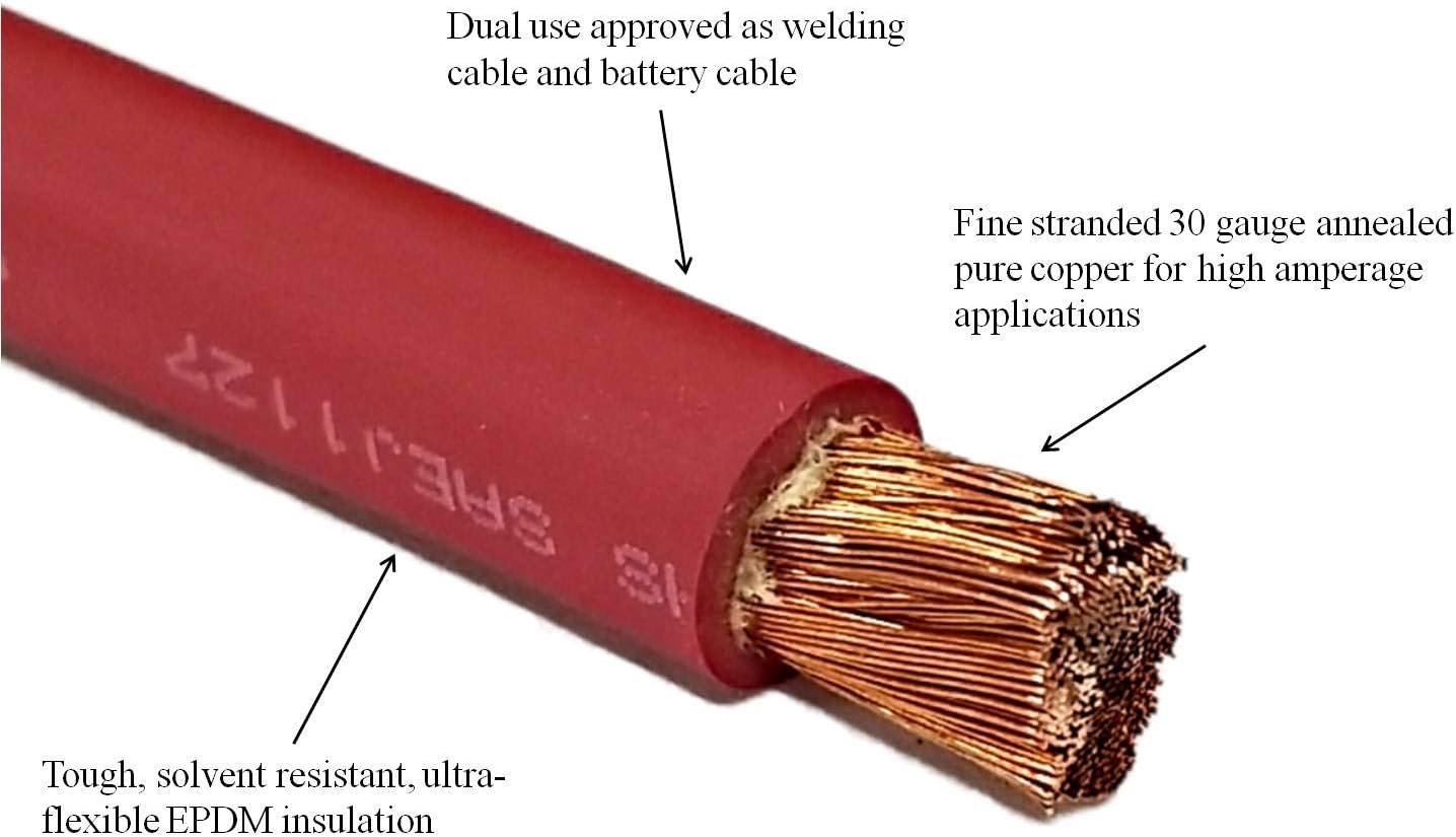 Cable cobre ultraflexible 4/20pies color negro rojo para