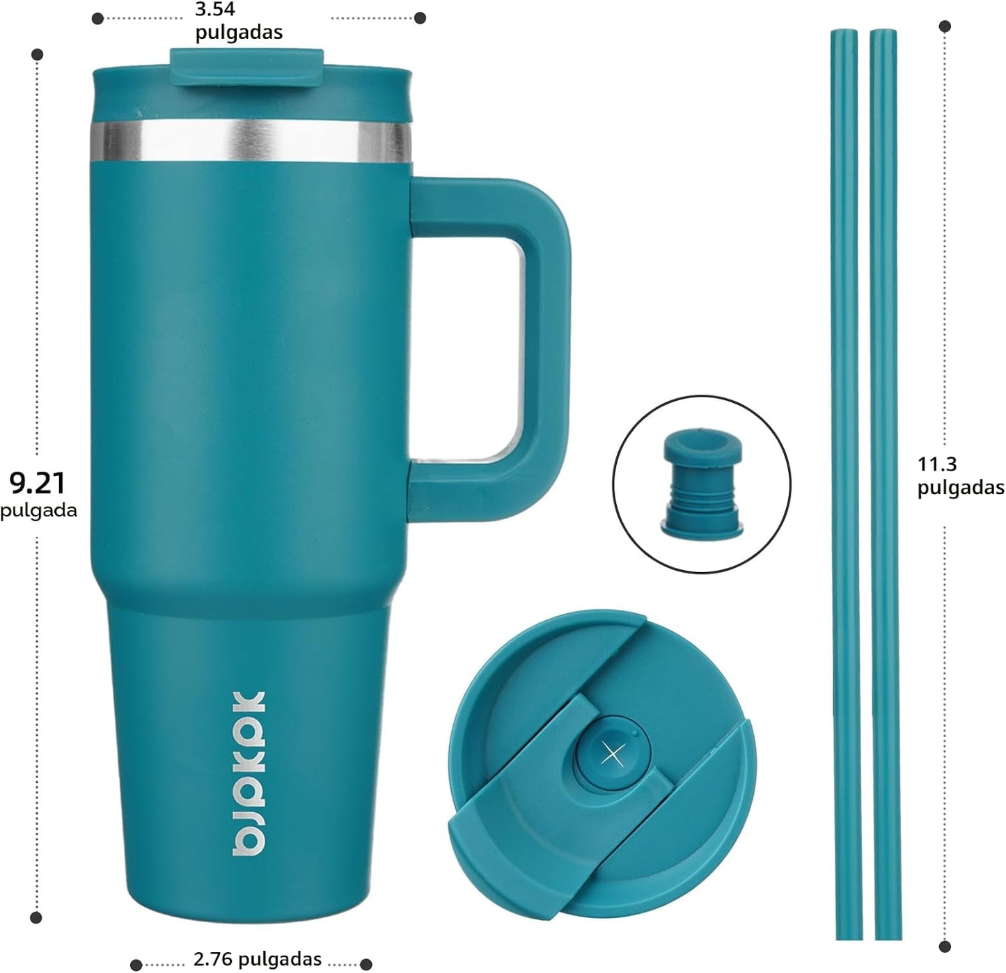 Vaso térmico acero inox con tapa pajilla asa 770ml