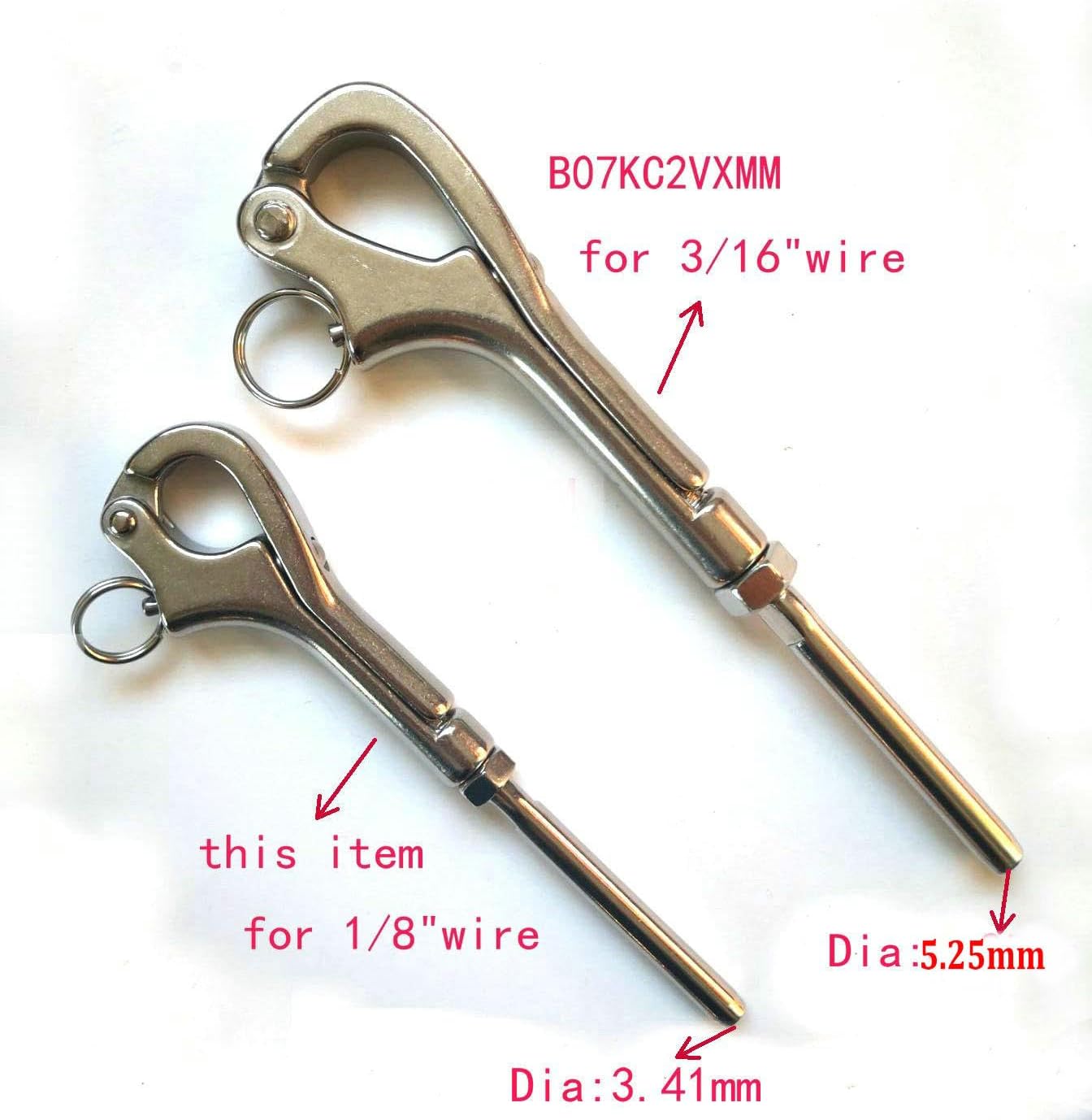 Gancho velero acero inox 316 para alambre 1/8