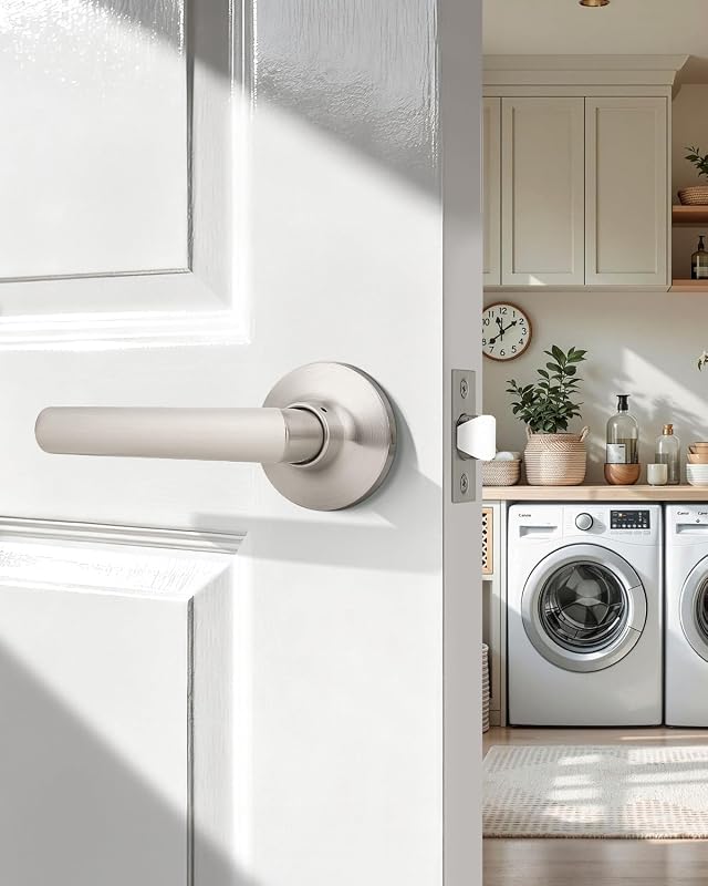 8 Manijas Puerta Níquel Cepillado Interiores Resistentes