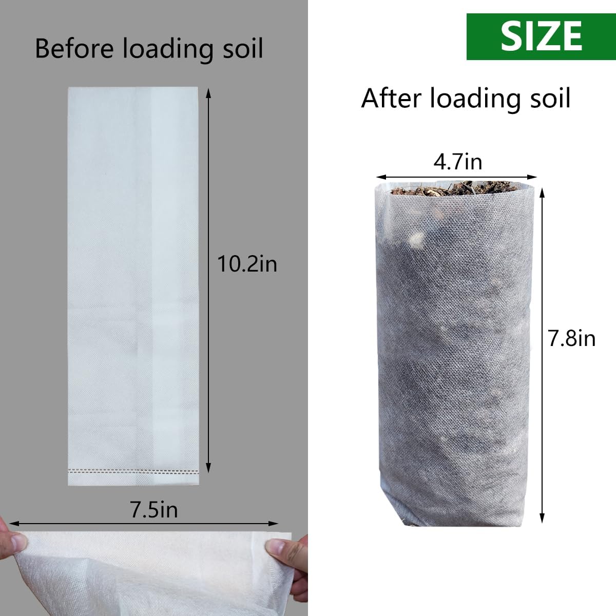 50 Pzas Bolsas Cultivo 10.2pulg Tela No Tejida para Plantas