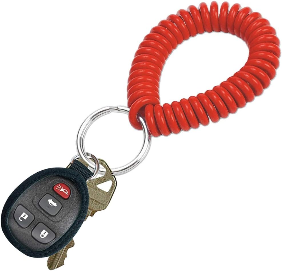 Resorte muñeca espiral 2pulg llavero acero flexible rojo set 5