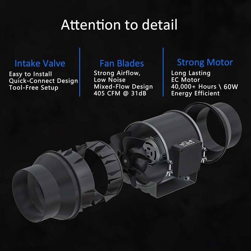 Ventilador conducto 6" 405CFM motor EC control variable
