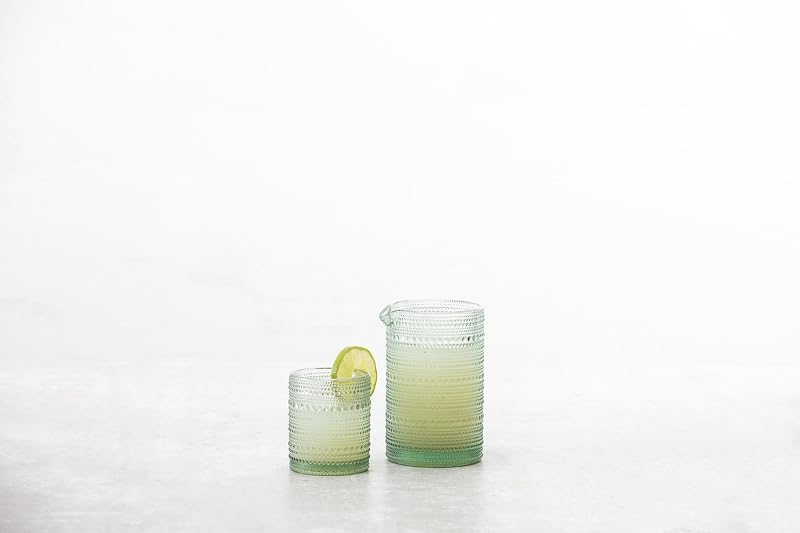 Vaso vidrio hobnail 25oz verde salvia