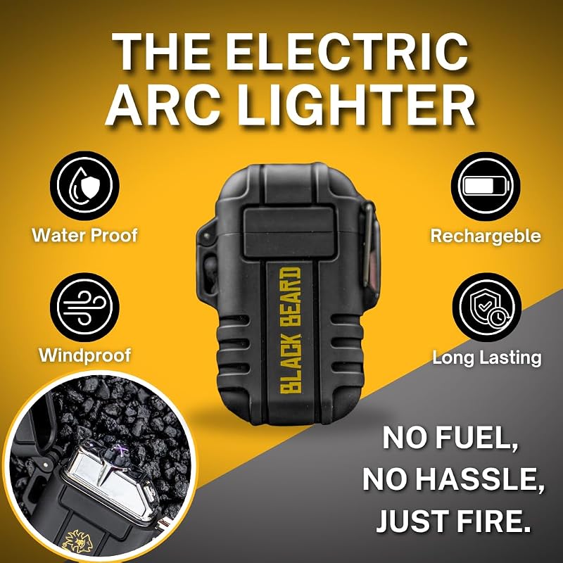 Encendedor plasma doble arco impermeable USB para campamento