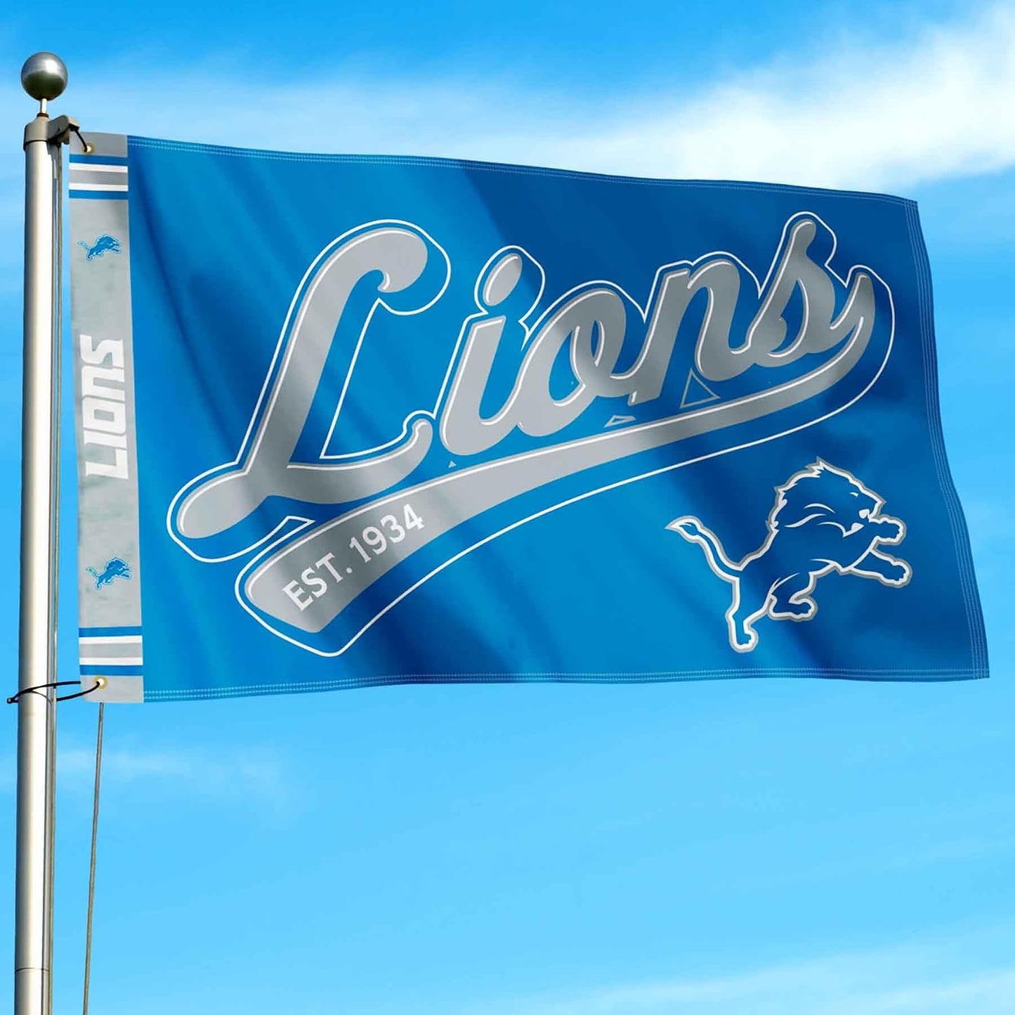 Bandera con logotipo Detroit Lions