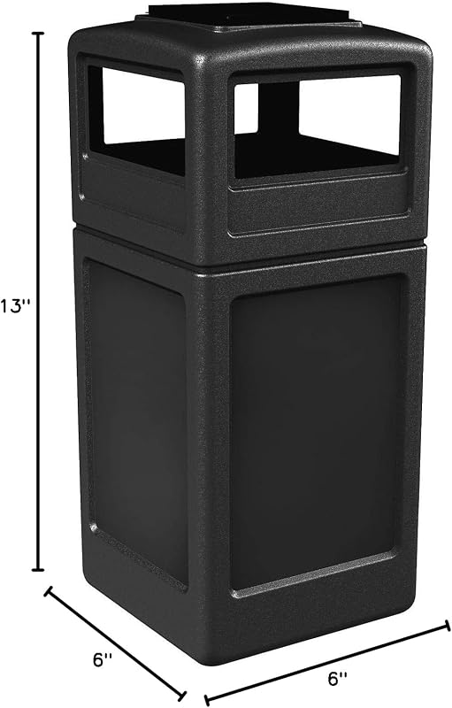 Contenedor basura cuadrado 42gal tapa cúpula cenicero negro
