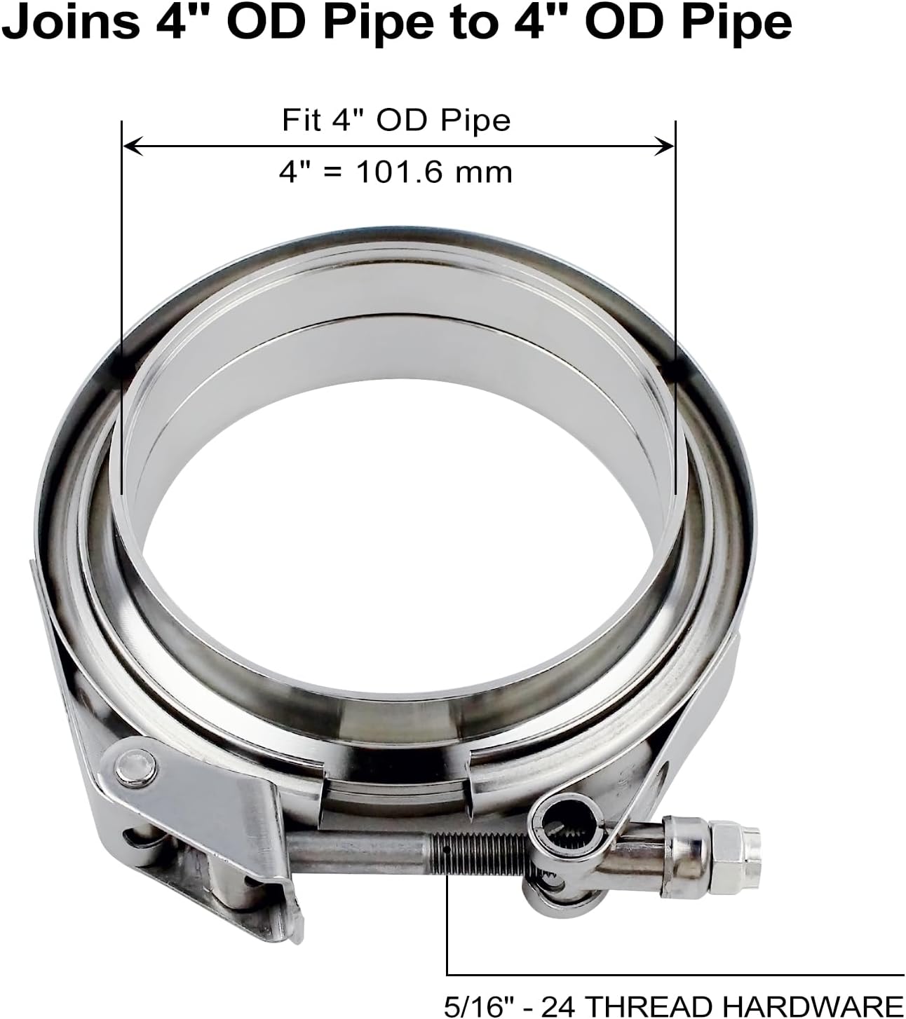 Abrazadera V 4" acero inox para escape turbocompresor