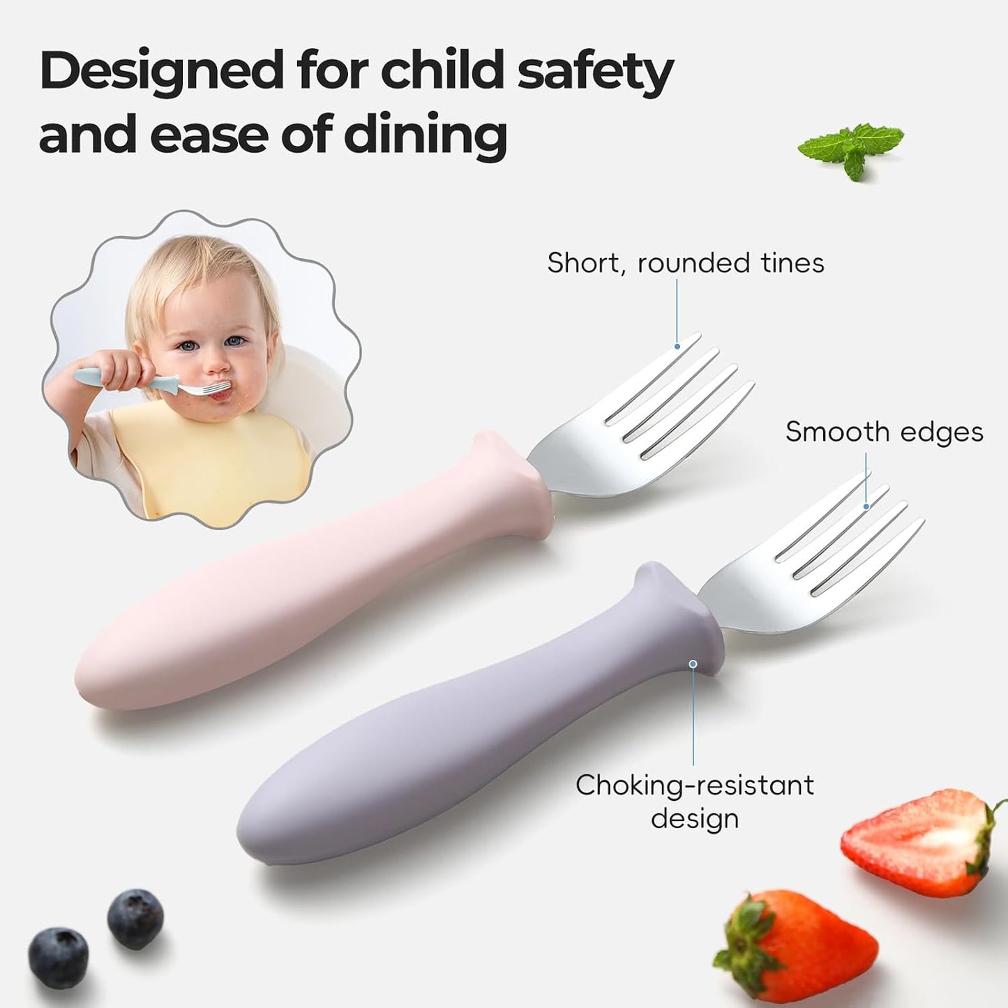 Set 6 tenedores para niños mango silicona acero inox 18/8
