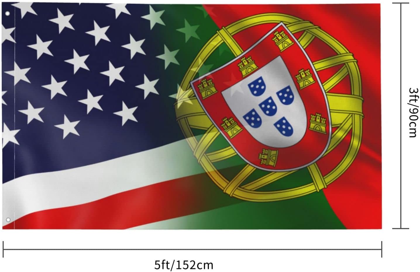 Bandera Portugal EE.UU. 3x5ft colores vivos resistente UV