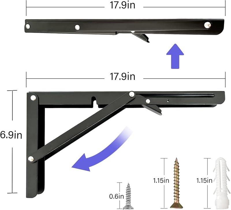 Soportes estante plegables para mesa metal negro 18