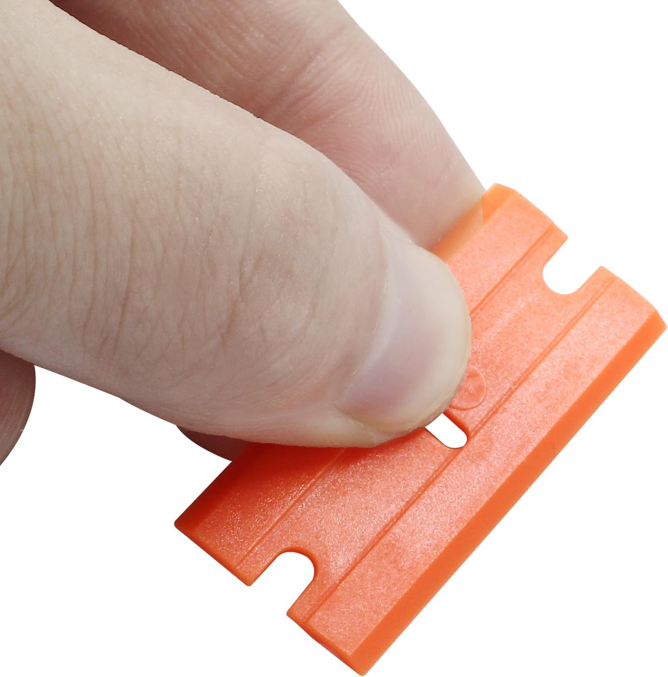 100 Cuchillas Plástico Doble Filo para Vidrio Naranja
