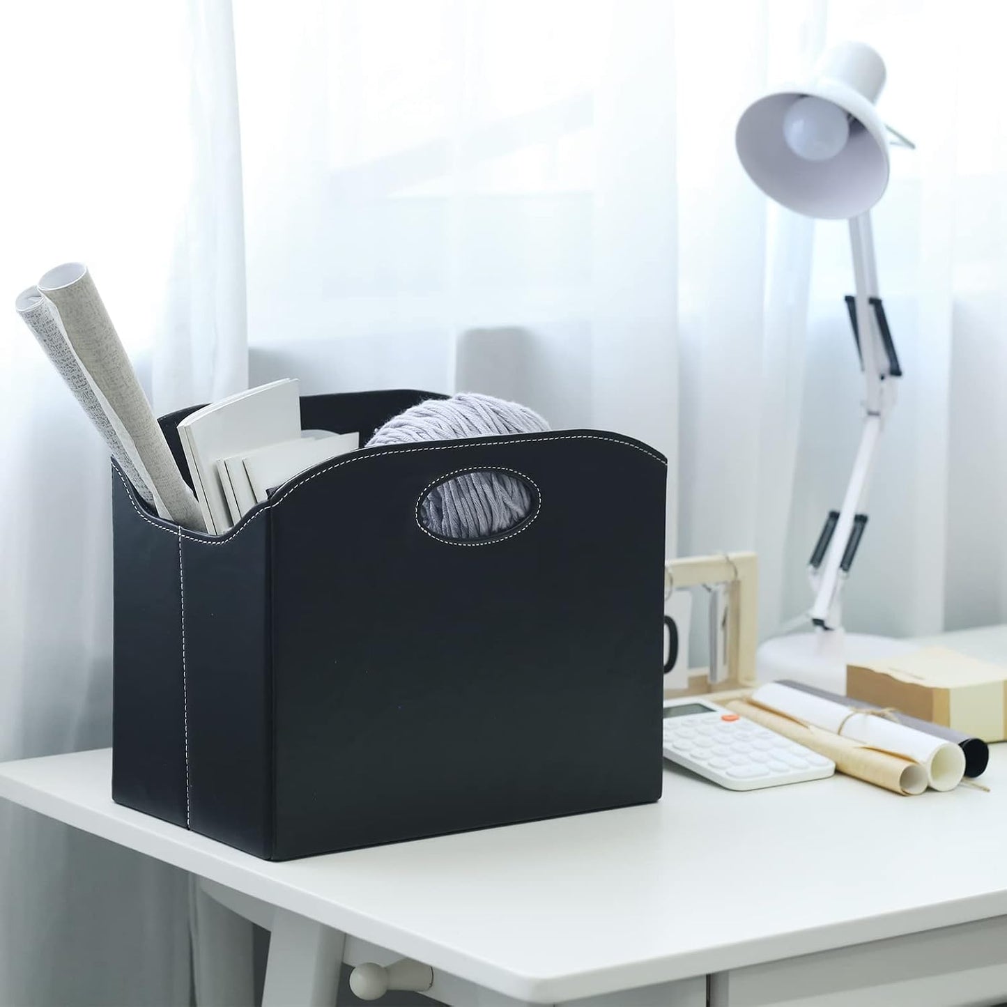 Revistero plegable PU para revistas libros y documentos