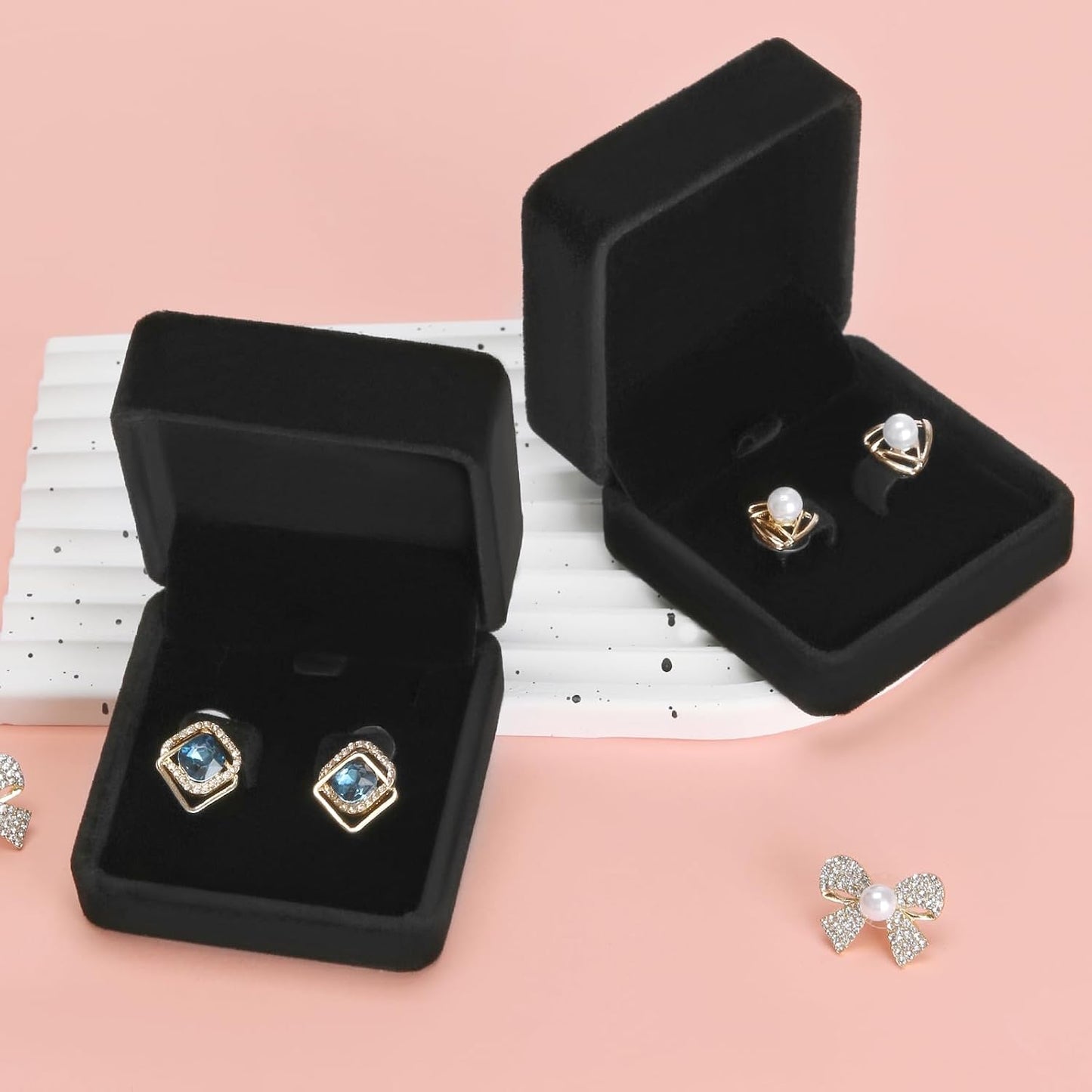 Caja terciopelo joyas 2 pzas aretes collar boda aniversario