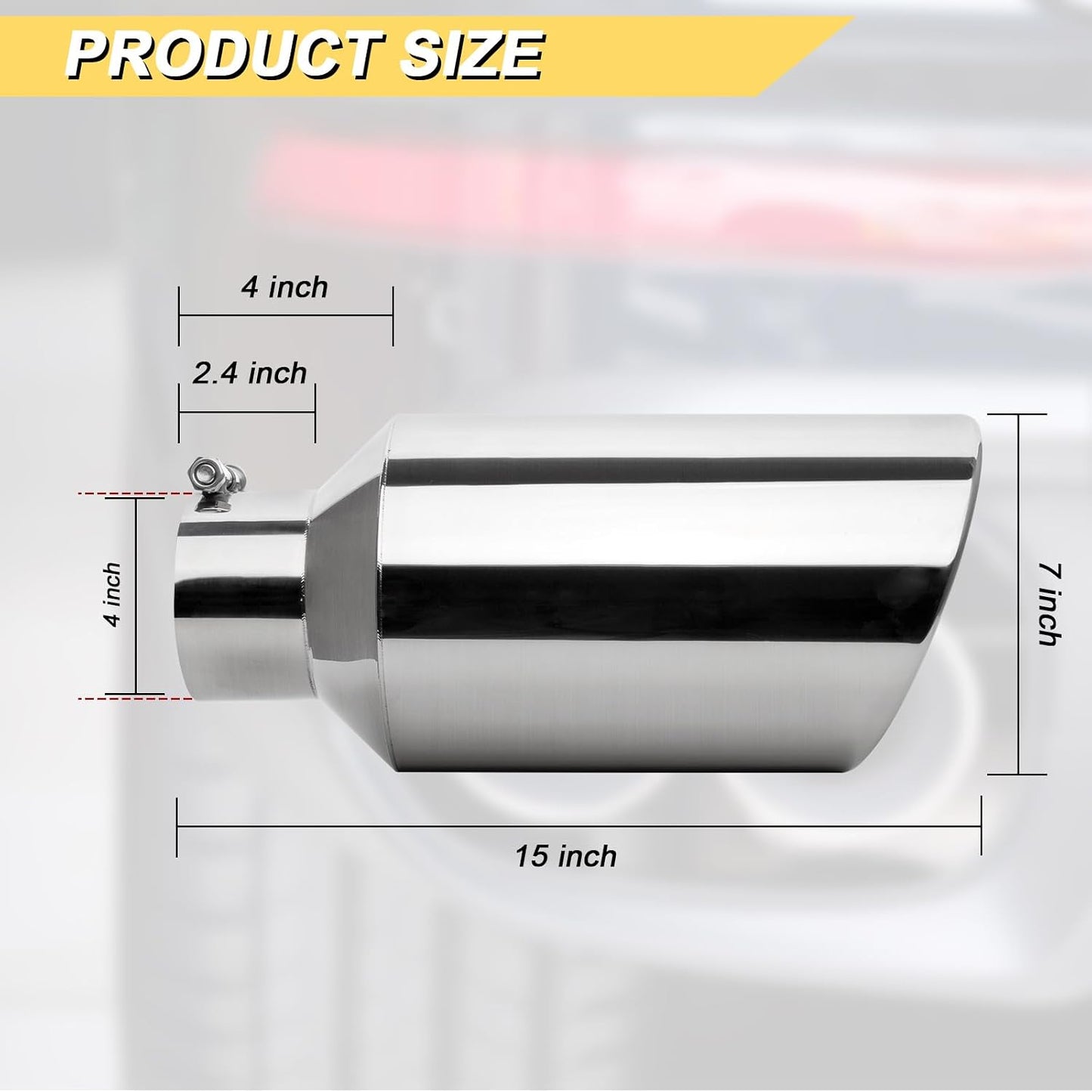 Tubo escape acero inox 4x7" 15" atornillado