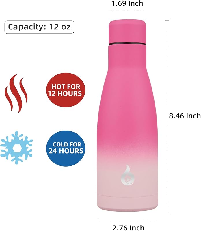 Botella agua acero inox 12oz térmica color cereza