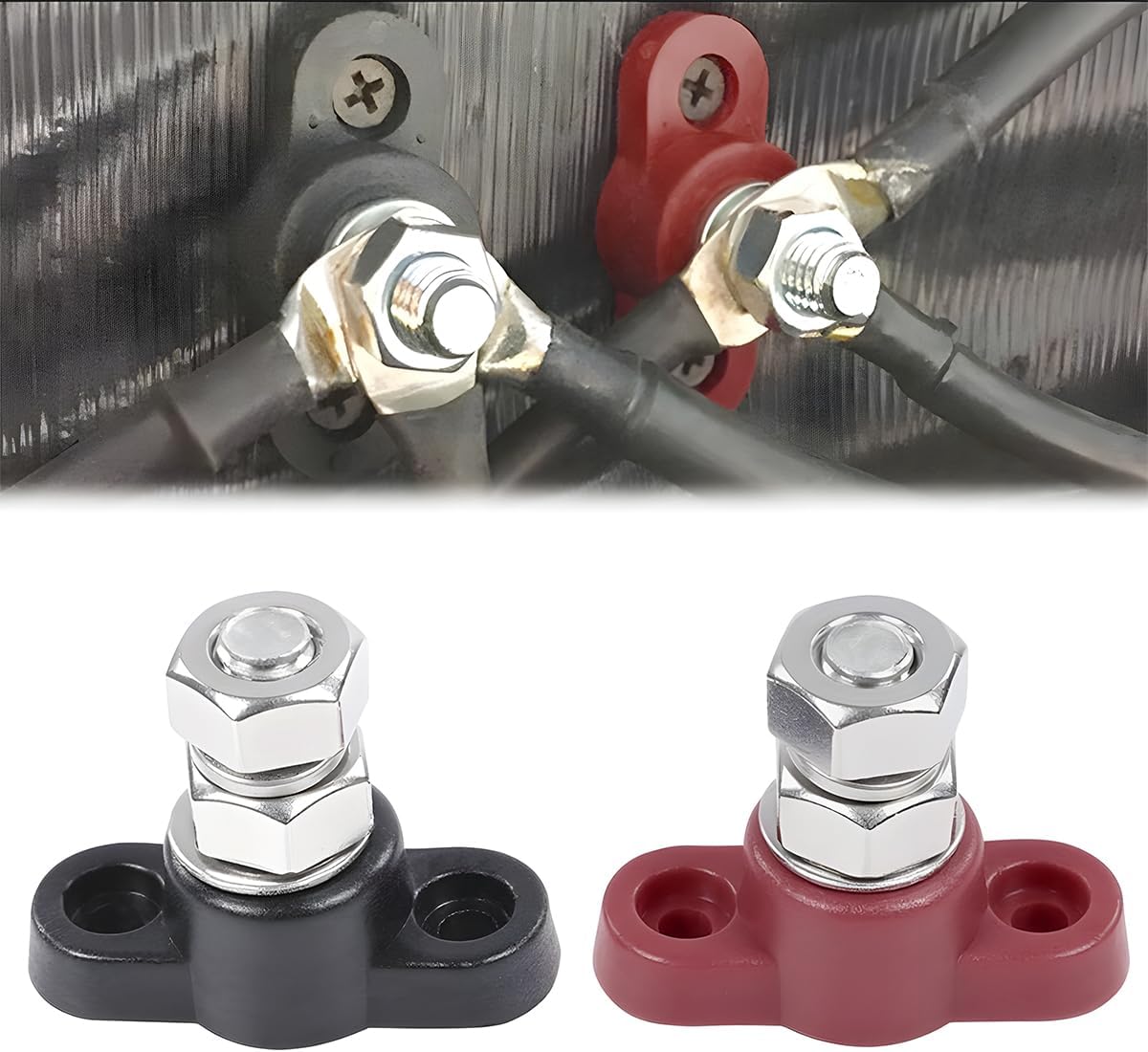 2 Pzas Bloque Terminal 1/4 12V Auto Perno Único