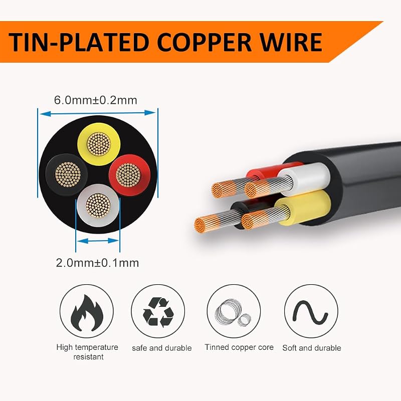 Cable eléctrico 18/4 negro trenzado 150ft funda PVC