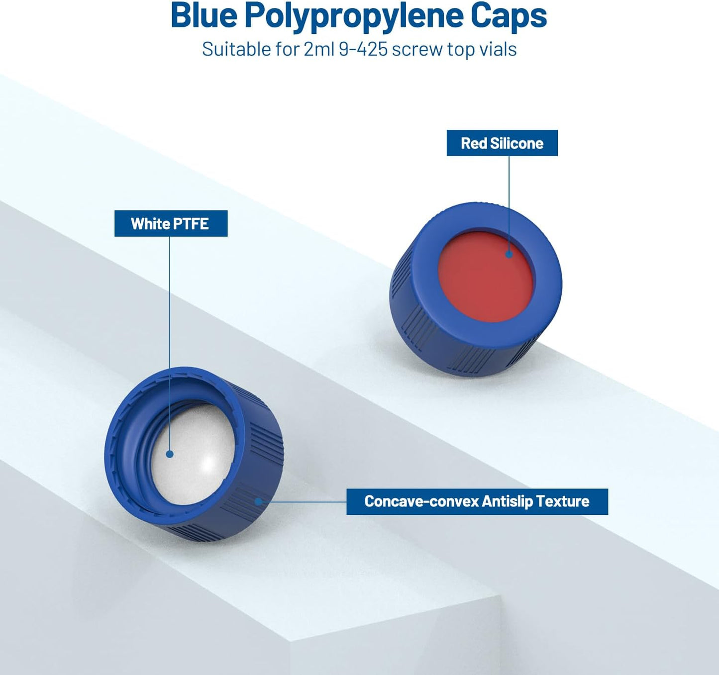 Viales muestreo 0.1oz tapón azul septa silicona roja