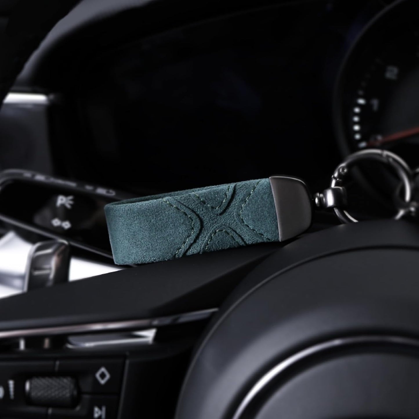 Carnet de llave cuero para coche con anilla D anti-pérdida
