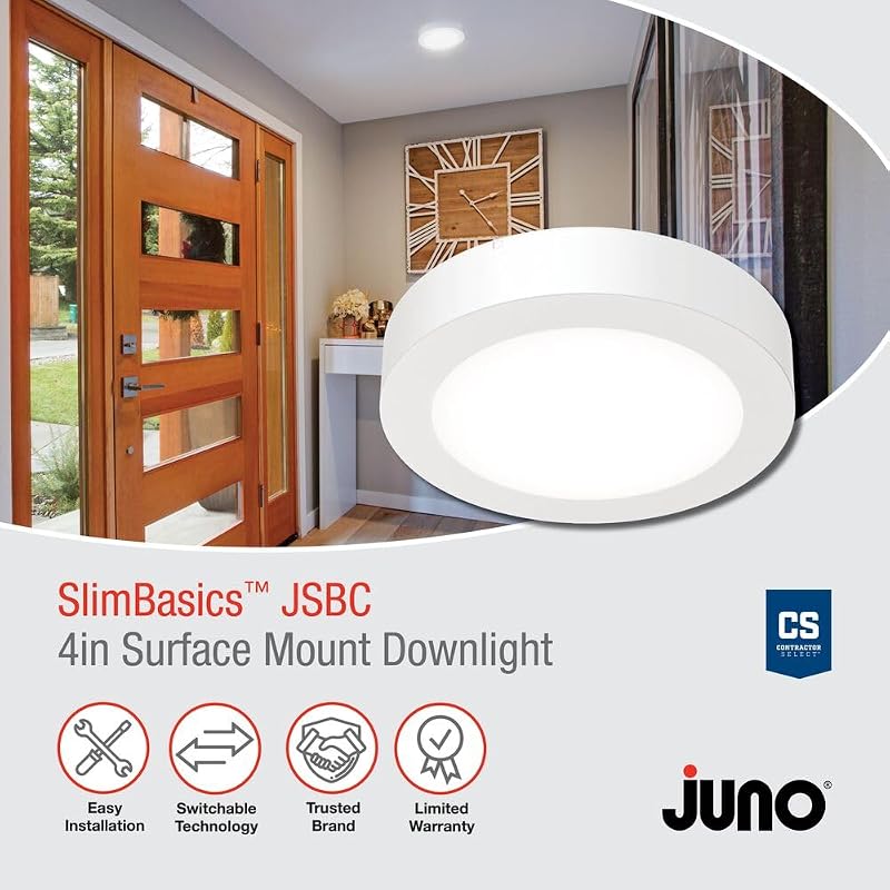 Lámpara techo LED 4pulg luz blanca seleccionable ducha