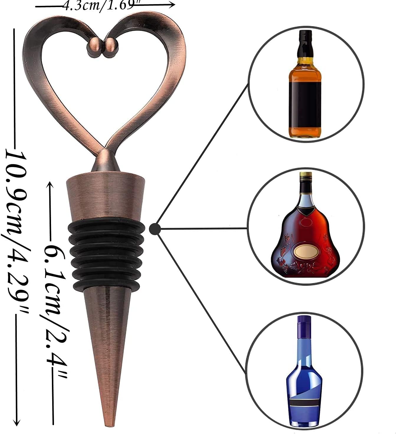 24 Tapones Corazón Vino para Bodas y Fiesta
