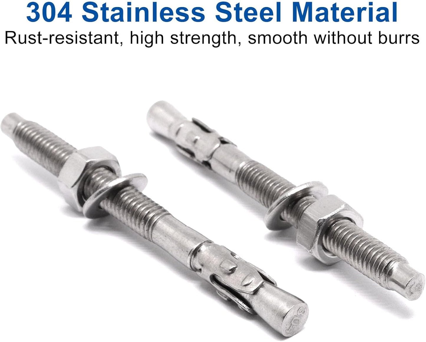 Anclajes hormigón 1/4x3 pulg acero inox 20uds