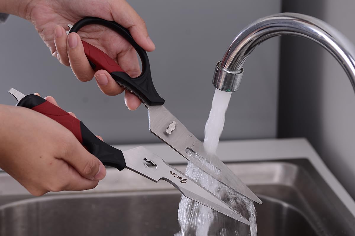 Juego tijeras para aves cocina resistentes negro rojo