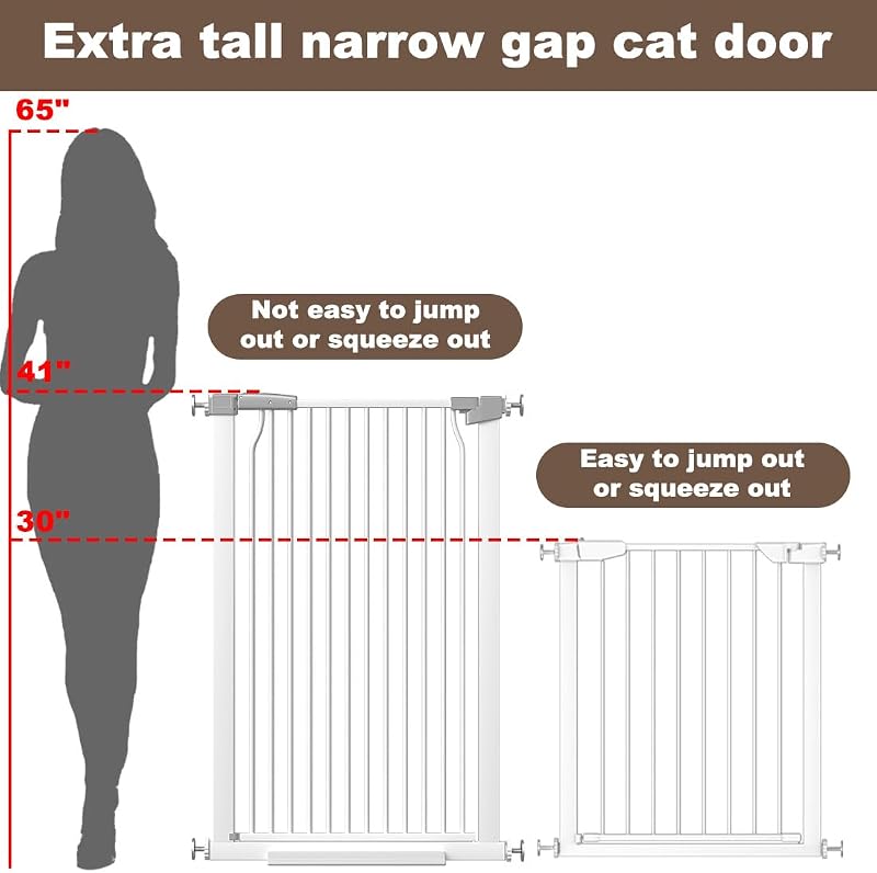 Puerta para bebé y gato de 41-68.5" metal montaje presión