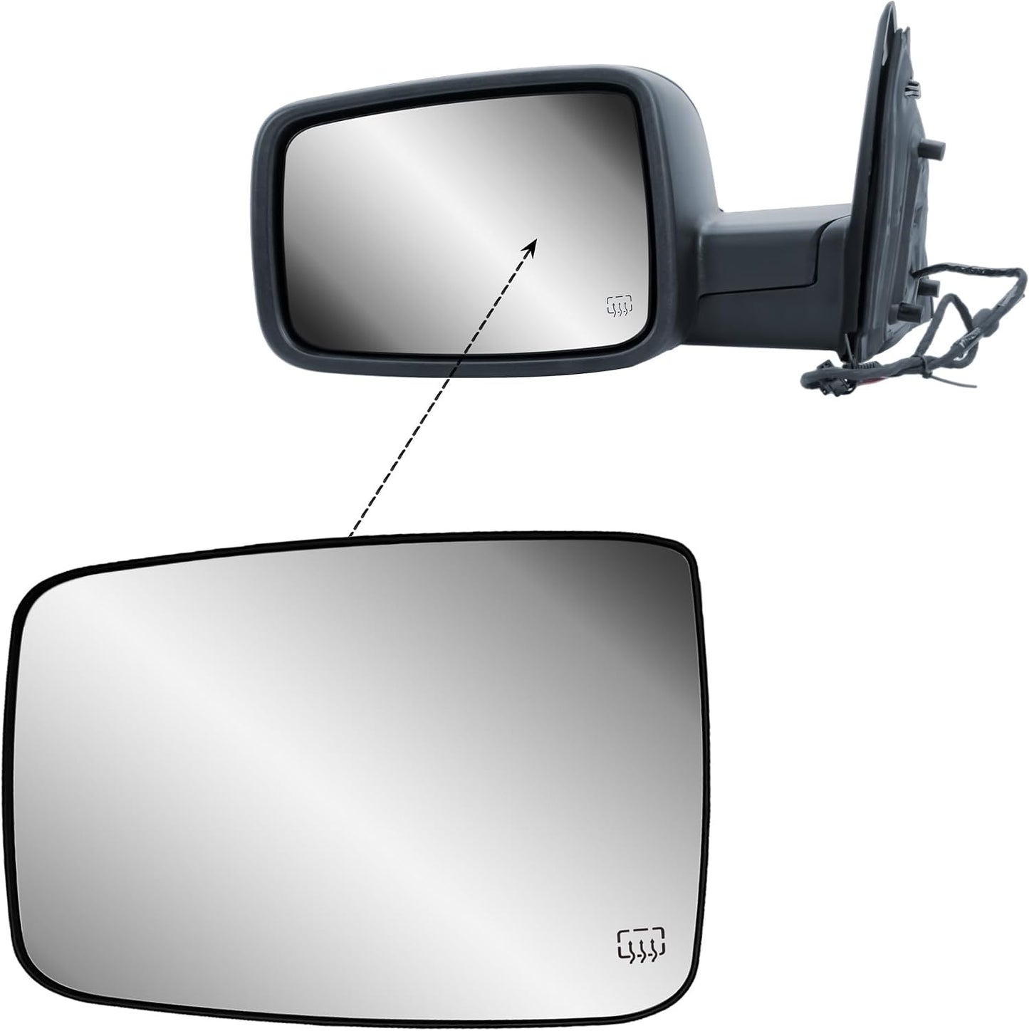 Espejo puerta conductor Ram 1500/2500 09-18 con placa