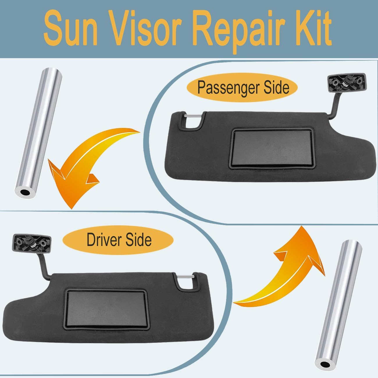Kit reparación visera solar Jeep Wrangler JK 07-17 acero inox
