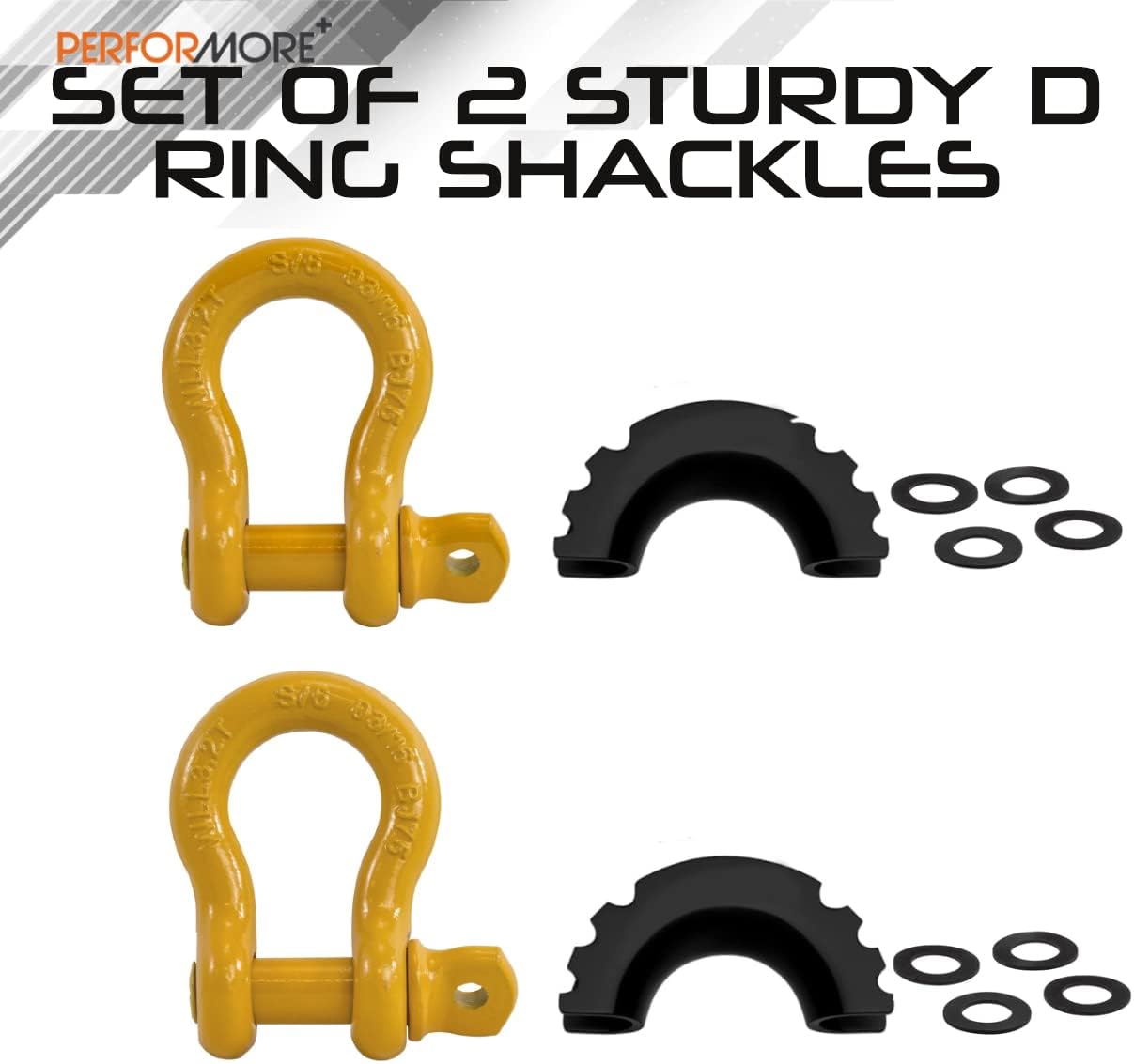 Grilletes anillo D 3/4" acero forjado 4.75 toneladas set 2