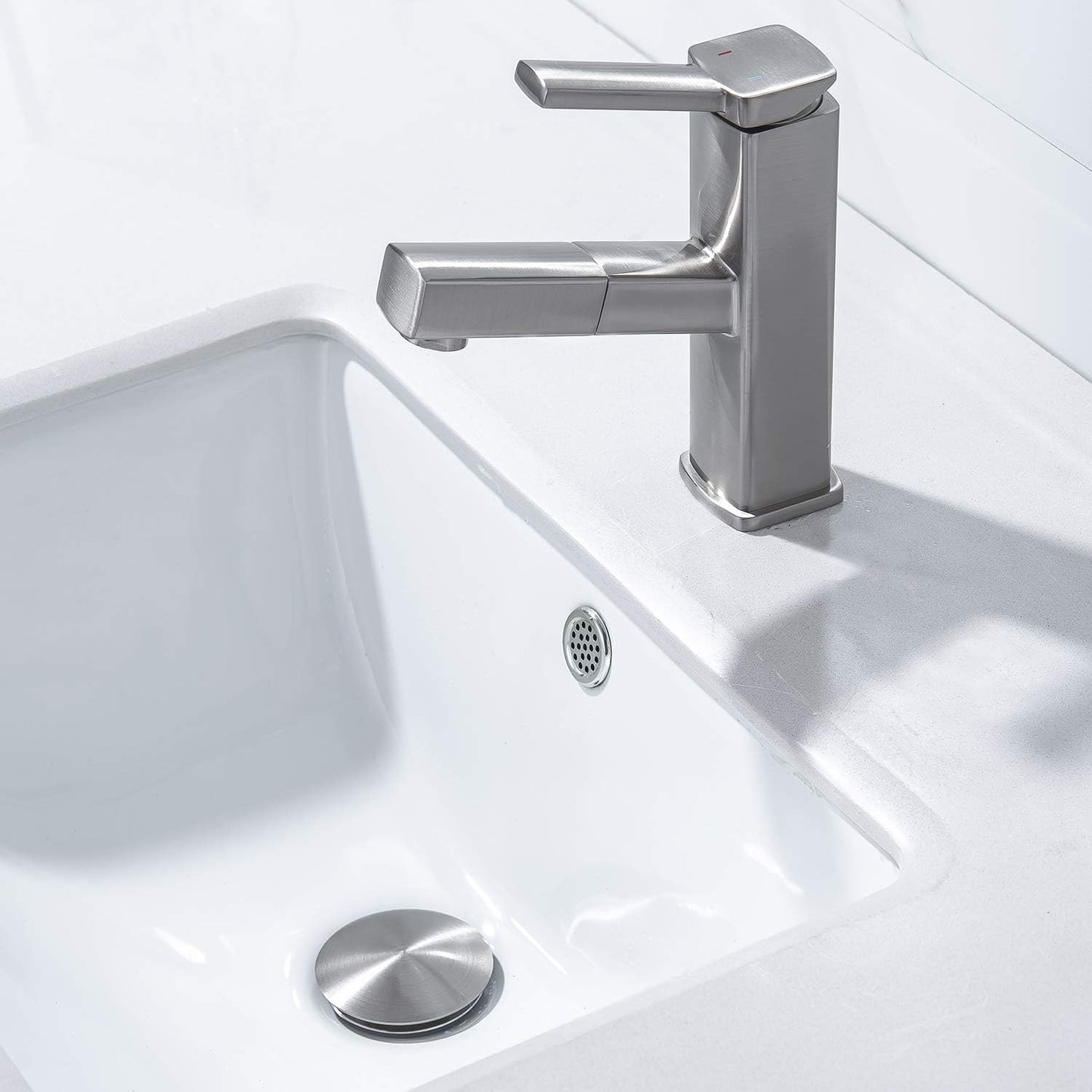 Tapón drenaje baño con colador antiobstrucción níquel cepillado