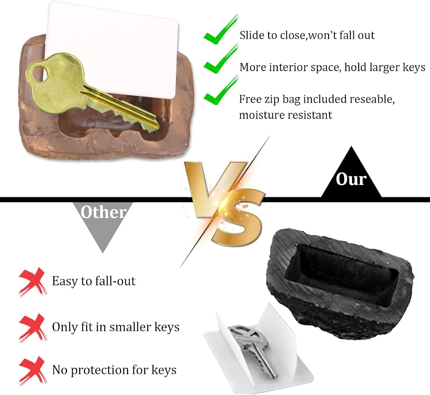 Caja seguridad secreta para llaves forma roca B-Rock
