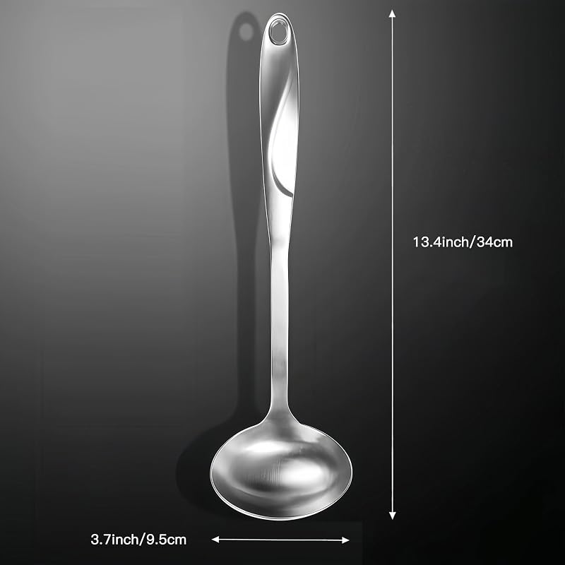 Cucharón sopa acero inox mango largo 13.4pulg