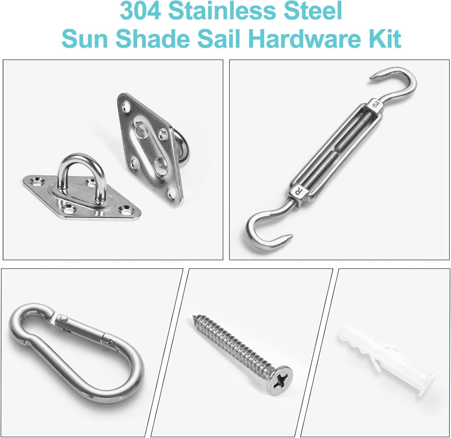 Kit accesorios toldos acero inox triángulo cuadrado