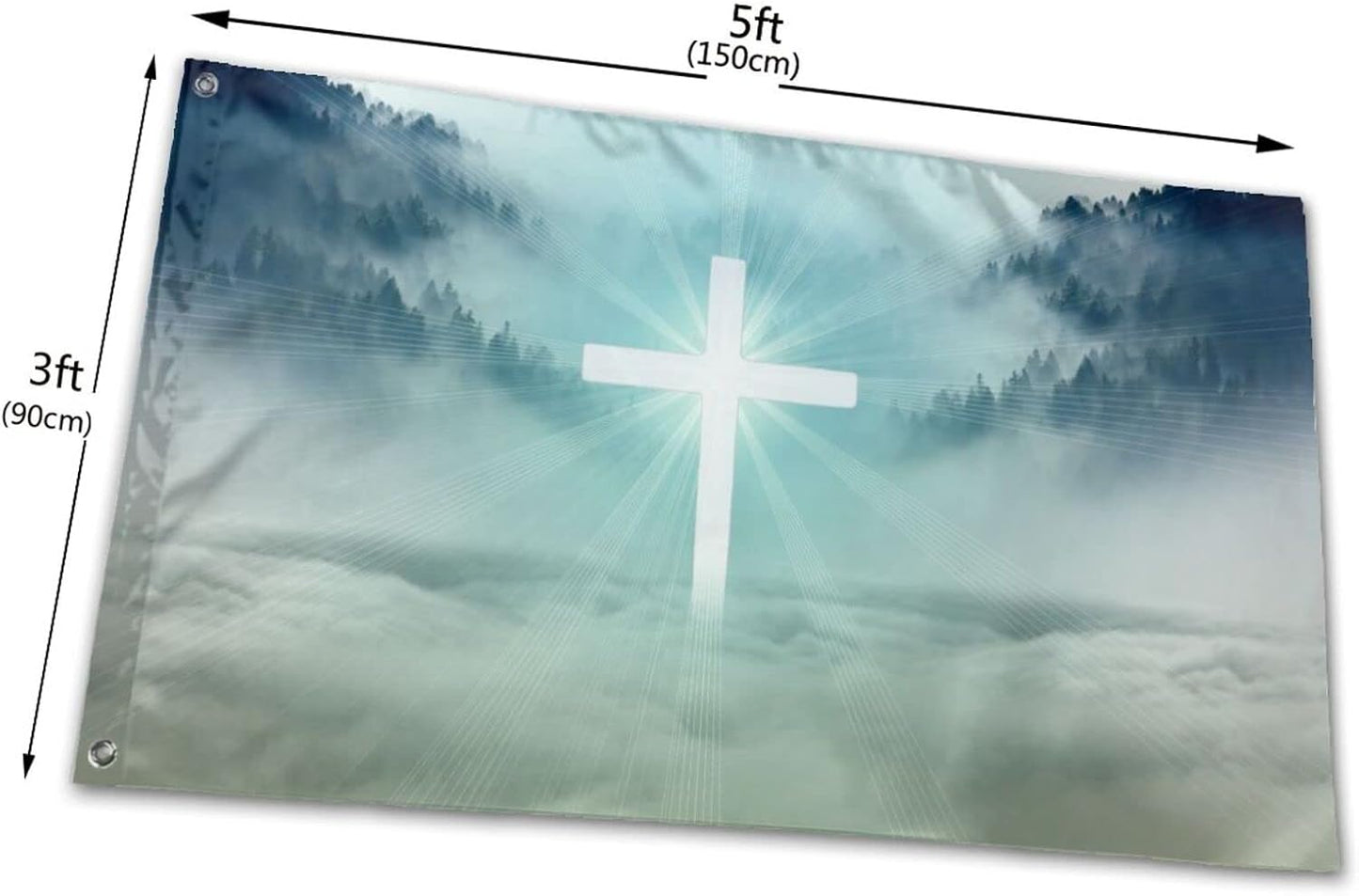 Bandera Fe de Cruz Pascua 3x5pies resistente brisa