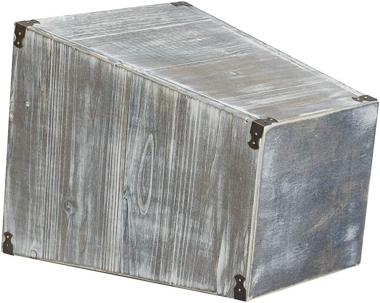 Cubo basura madera tipo granja gris soportes metal