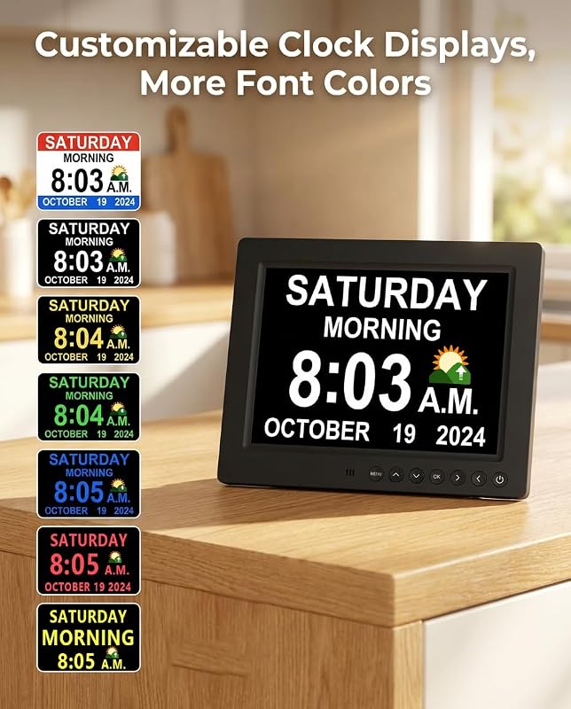 Reloj digital grande 8 pulg con 26 alarmas y control remoto