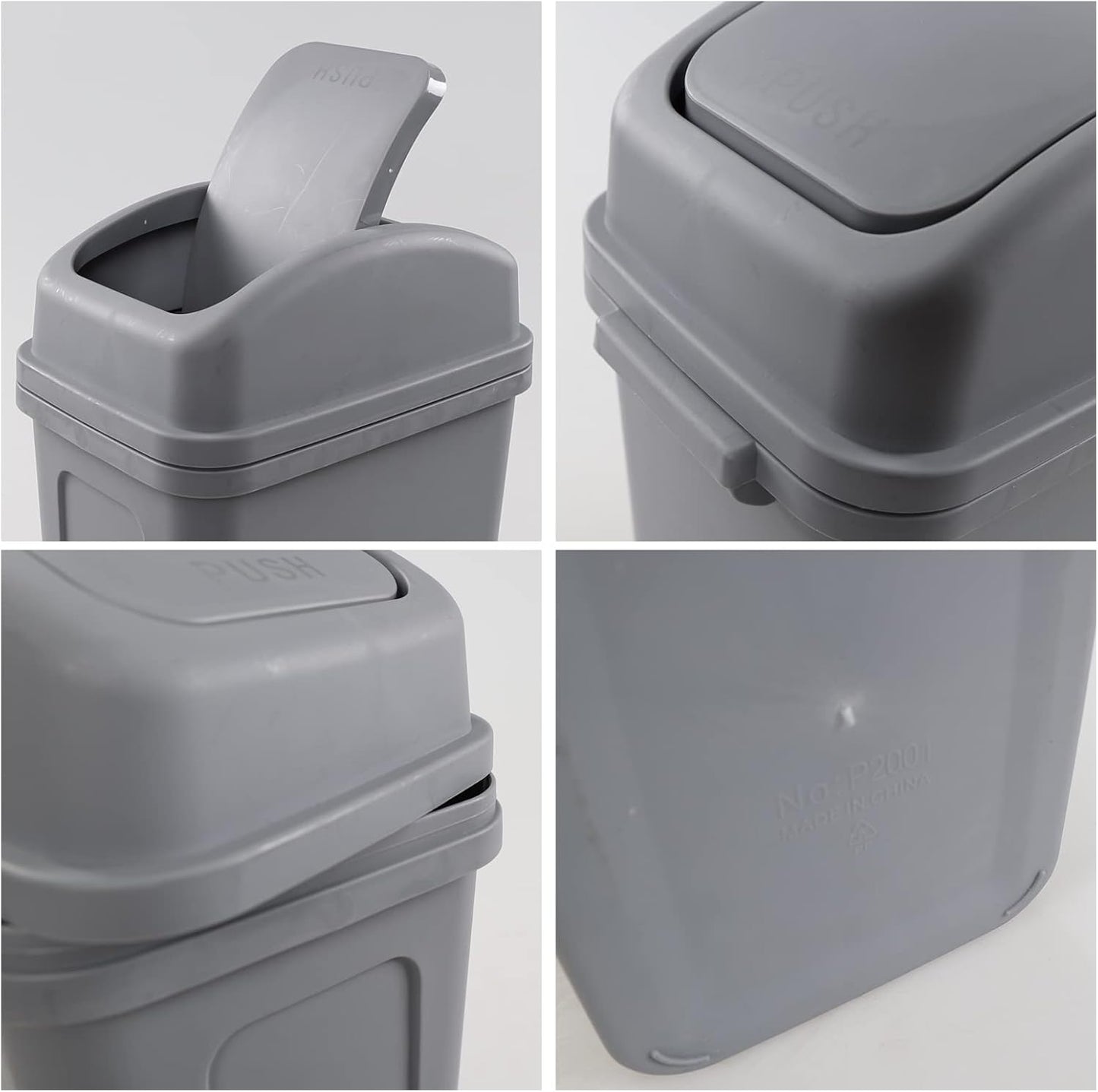 Cubo basura 2gal con tapa abatible gris