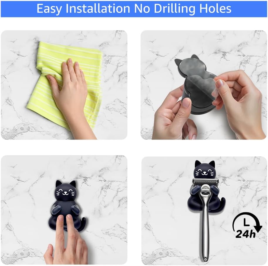 Organizador portacepillas gatos baño negro