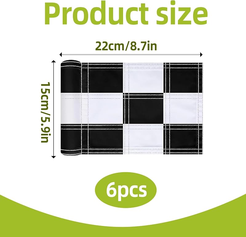 6 Banderas Golf 8x6pulg Portátiles 420d Negro Blanco