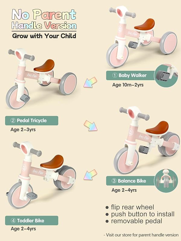 Bicicleta equilibrio para bebé 1-3 años pedal extraíble