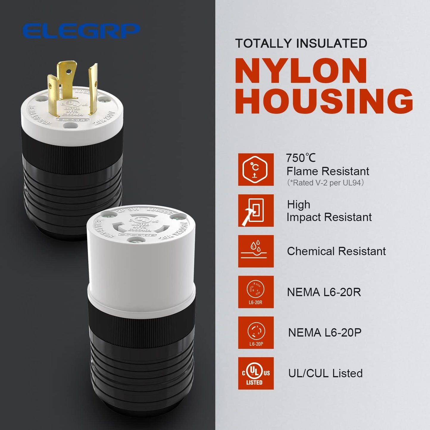 Enchufe NEMA L6-20P 20A 250V grado industrial