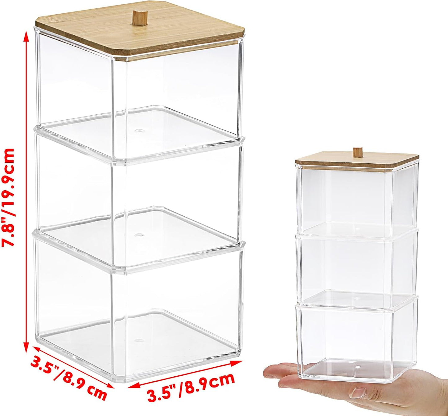 Soporte clips papel transparente tapa bambú 3 capas acrílico