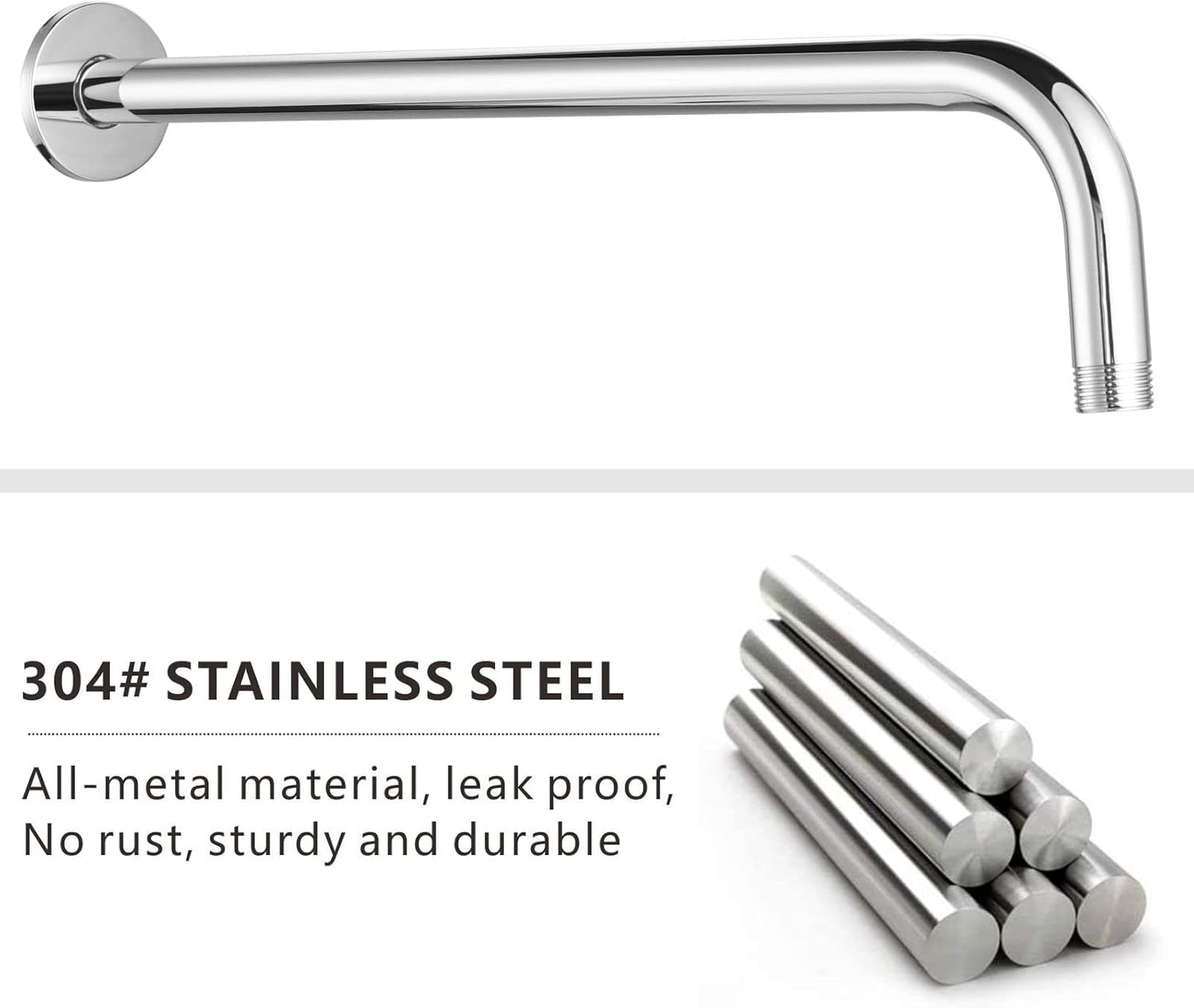 Brazo ducha extensión acero inox cromado 15pulg
