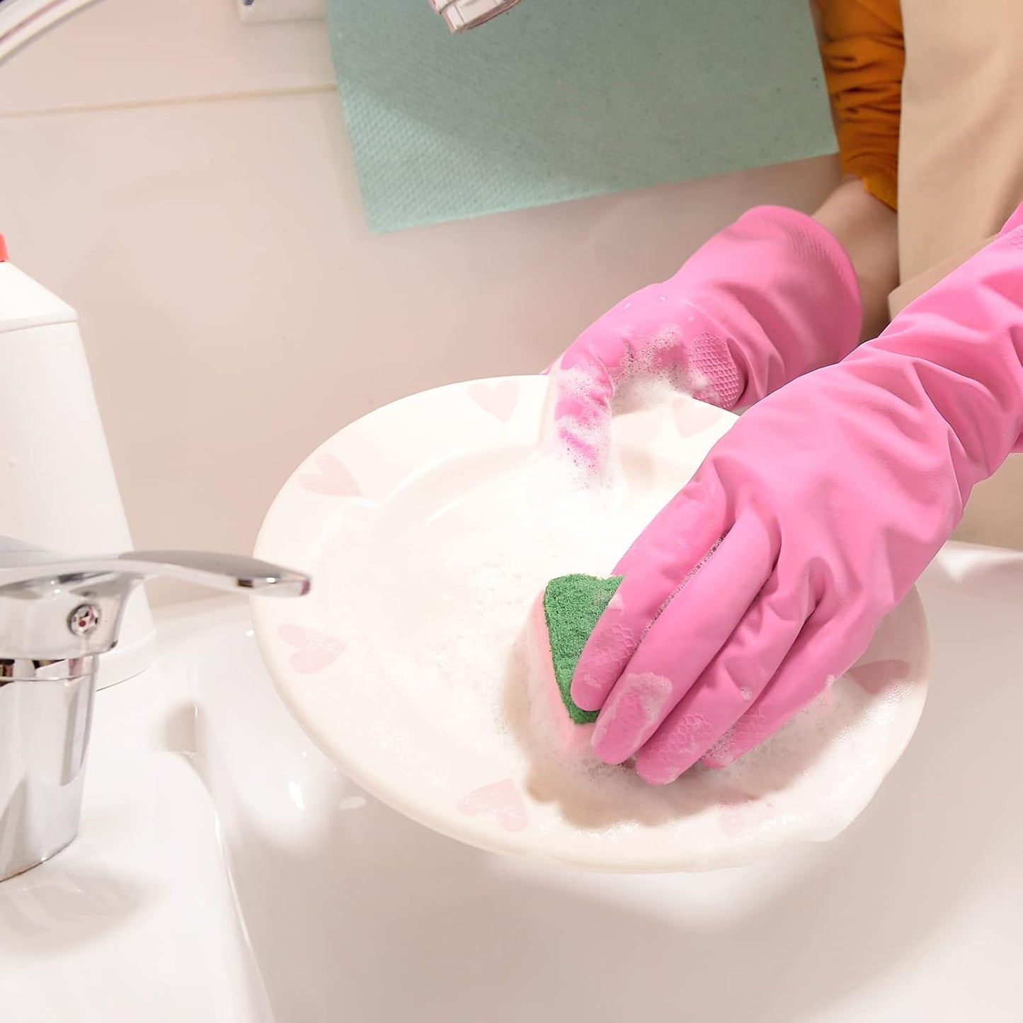 Guantes goma reutilizables para lavar platos