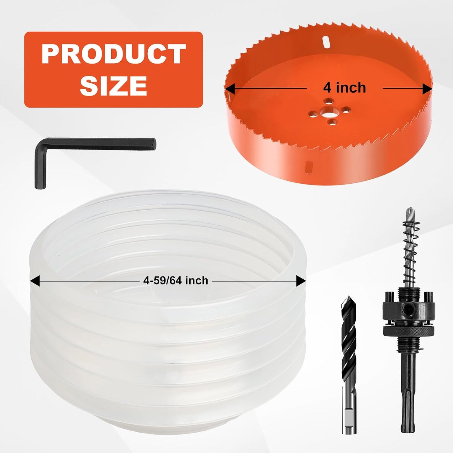 Sierra corona 4pulg para luces empotradas con recipiente polvo