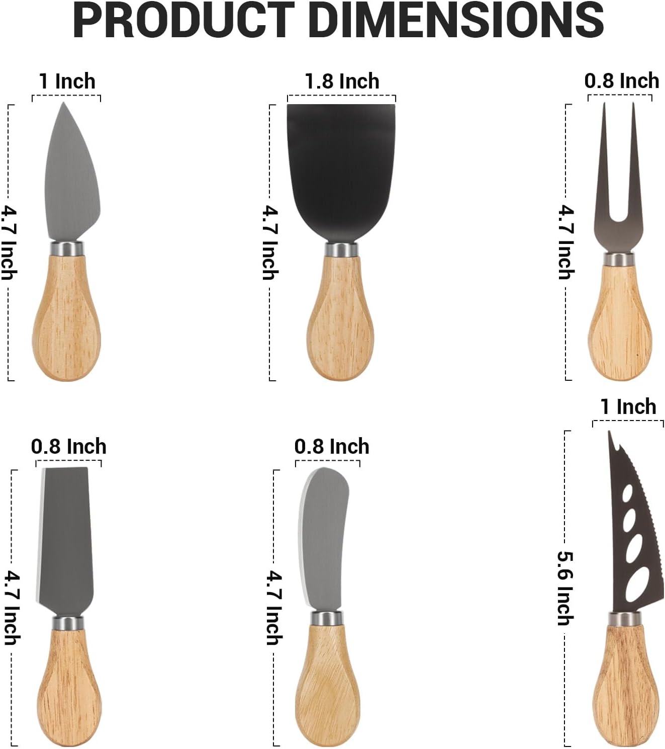 Set 6 cuchillos queso tabla cortador tenedor esparcidor